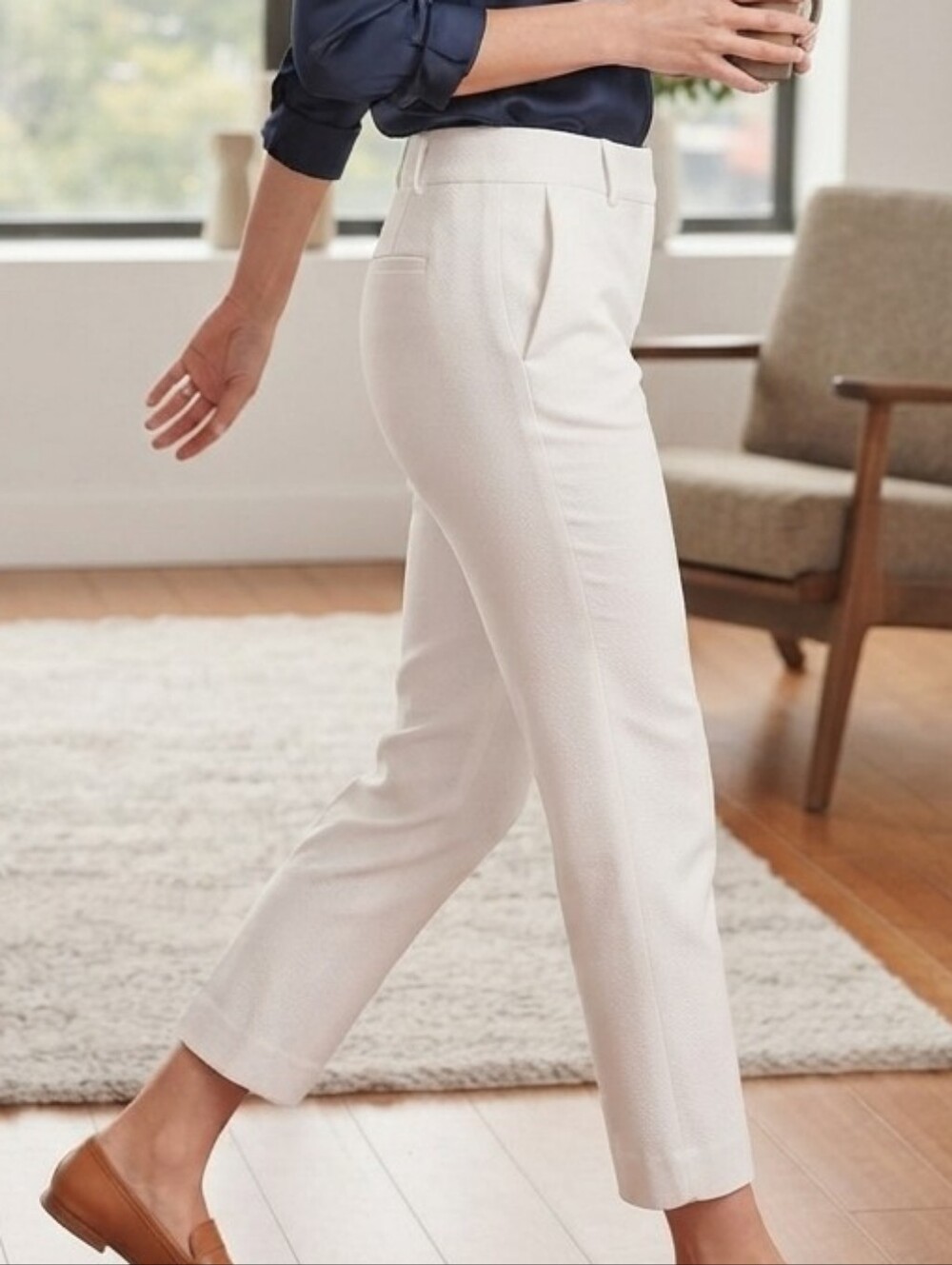 BRAND NEW NEVER WORN Ann Taylor LOFT Tailored High-Rise Cropped Pants Ivory Sz 8
